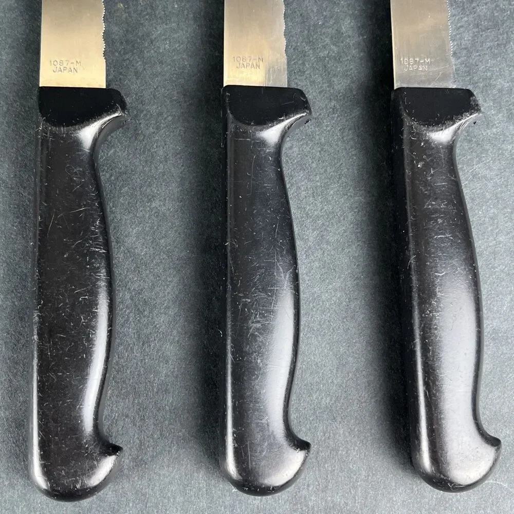 3 Diamond Cut Steak Knife Stainless Black Composite Handle 4.25